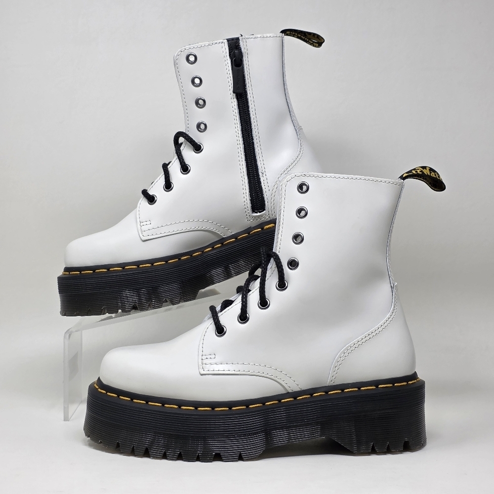Dr Martens Jadon White Leather Ankle Platform Boots Men Size US 6 Women 7 New - Picture 3 of 11
